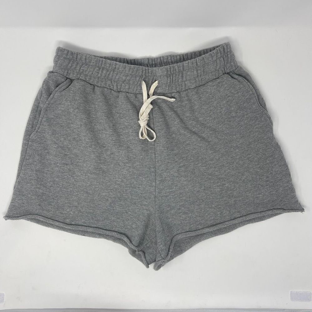 Show Me Your Mumu Womens High Waisted Shorts Drawstring Stretch Gray Small